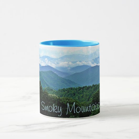 Pretty Personalized Smoky Mountains Blue Green Mug マグカップ (中央)