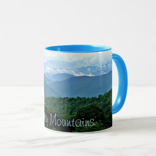 Pretty Personalized Smoky Mountains Blue Green Mug マグカップ (正面右)