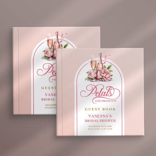 Pretty petals and prosecco blush gold guest book ゲストブック