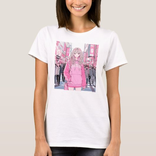 Pretty Pink｜寿司娘 Tシャツ GenerativeAI T-shirt (正面)