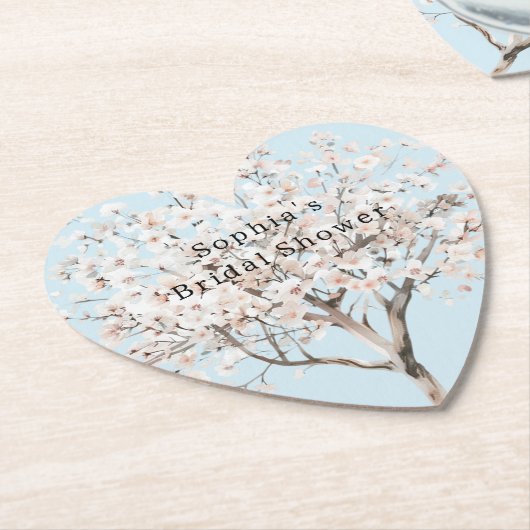 Pretty Pink 花の木のブライズシャワー ペーパーコースター (アングル)