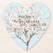 Pretty Pink 花の木のブライズシャワー ペーパーコースター (正面)