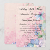 Pretty Pink and Blue Wildflowers Wedding Reception 招待状 (正面/裏面)