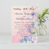 Pretty Pink and Blue Wildflowers Wedding Reception 招待状 (スタンド正面)