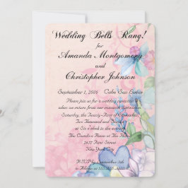 Pretty Pink and Blue Wildflowers Wedding Reception 招待状