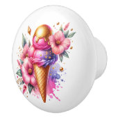 Pretty Pink and Gold Ice Cream Cone Birthday セラミックノブ (右)