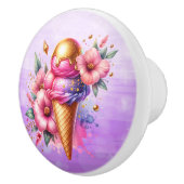 Pretty Pink and Gold Ice Cream Cone Birthday セラミックノブ (右)