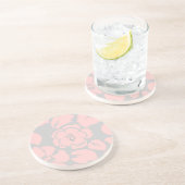 Pretty Pink and Grey Floral Monogram コースター (側面)