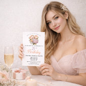 Pretty Pink and Orange Tulip 21st Birthday 招待状