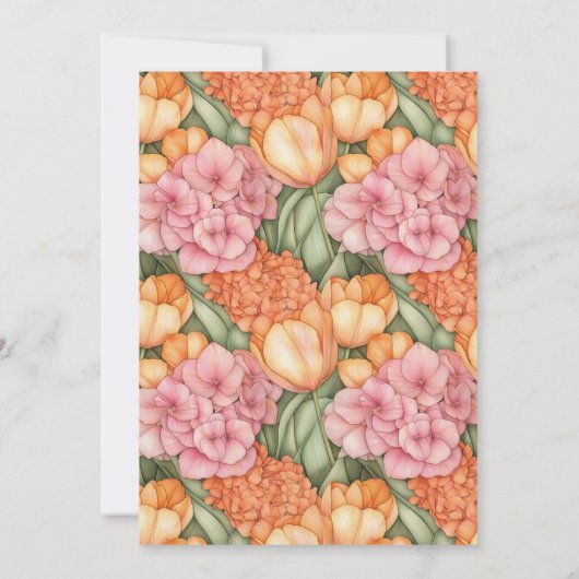 Pretty Pink and Orange Tulip 80th Birthday 招待状 (裏面)