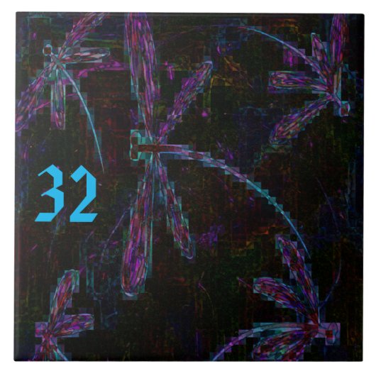 Pretty Pink and Purple Dragonflies タイル (正面)