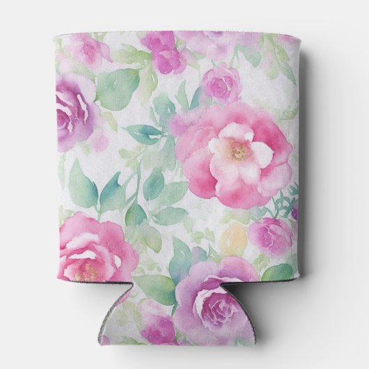 Pretty Pink and Purple Floral Pattern 缶クーラー (裏面)
