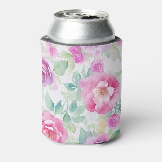 Pretty Pink and Purple Floral Pattern 缶クーラー (缶裏面)