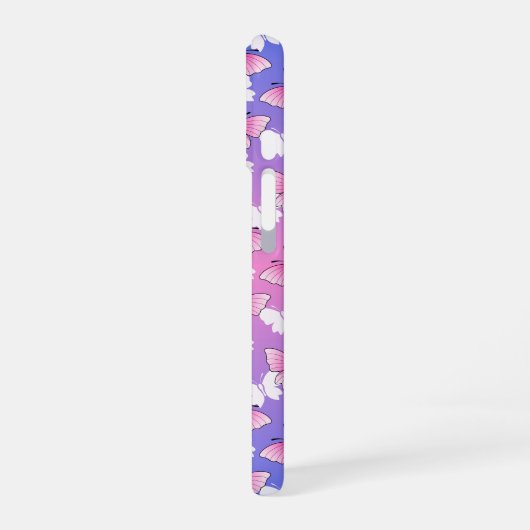 Pretty Pink and White Butterfly Phone Case iPhone 16ケース (左側面)