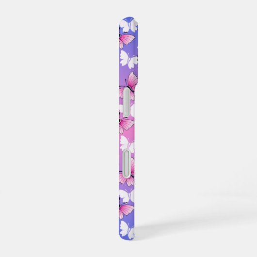 Pretty Pink and White Butterfly Phone Case iPhone 16ケース (右側面)