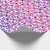Pretty Pink and White Butterfly Round Pillow ラッピングペーパー (角)