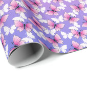 Pretty Pink and White Butterfly Round Pillow ラッピングペーパー (ロールコーナー)