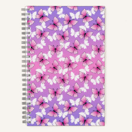 Pretty Pink and White Butterfly Spiral Notebook ノートブック