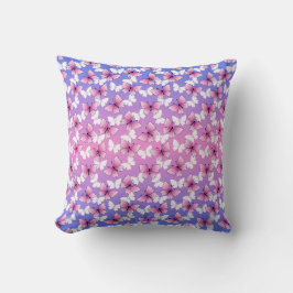 Pretty Pink and White Butterfly Throw Pillow クッション