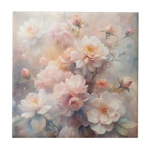 Pretty Pink and White Flowers  タイル (正面)