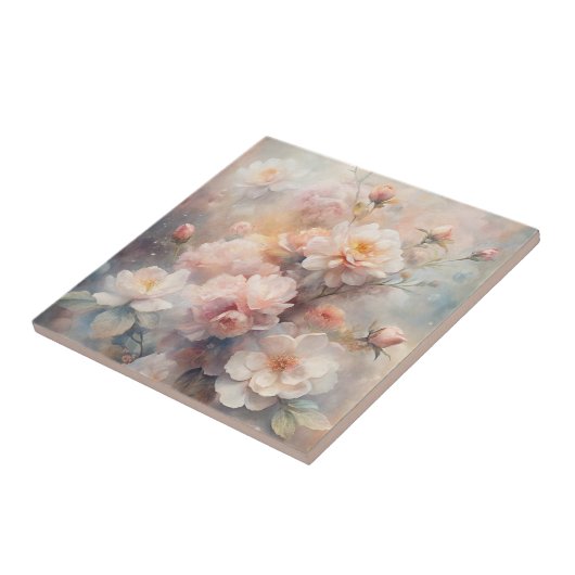 Pretty Pink and White Flowers  タイル (側面)