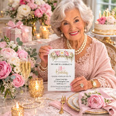 Pretty Pink and White Peony 101st Birthday 招待状