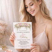 Pretty Pink and White Peony 21st Birthday 招待状