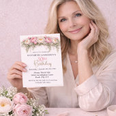 Pretty Pink and White Peony 50th Birthday 招待状