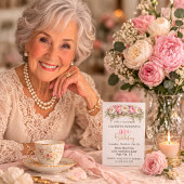 Pretty Pink and White Peony 99th Birthday 招待状
