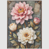 Pretty Pink And White Stained Glass Decoupage Art 薄葉紙 (正面)