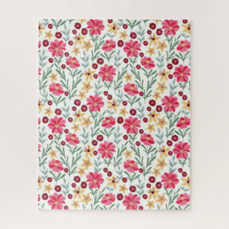 Pretty Pink and Yellow Vintage Floral Pattern ジグソーパズル
