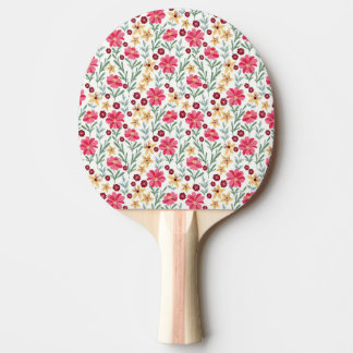 Pretty Pink and Yellow Vintage Floral Pattern 卓球ラケット