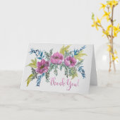Pretty Pink Anemones Watercolor Floral Thank You カード (黄色い花)