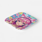 Pretty Pink Anime Girl's Birthday Party ペーパープレート (傾斜あり)