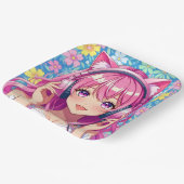 Pretty Pink Anime Girl's Birthday Party ペーパープレート (傾斜あり)