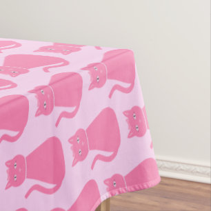 Pretty Pink Baby Girl Cat Patterned テーブルクロス