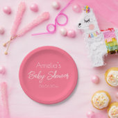 Pretty Pink Baby Shower Personalized ペーパープレート (パーティー)
