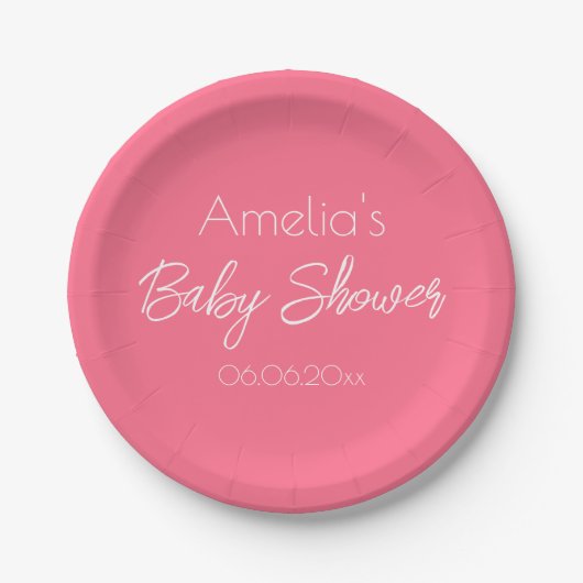 Pretty Pink Baby Shower Personalized ペーパープレート (正面)