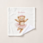 Pretty pink ballerina bear and butterflies バスタオルセット (ウォッシュタオル)