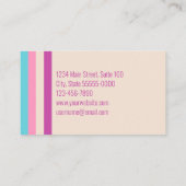 Pretty Pink Beige and Blue Stripes Hair Stylist 名刺 (裏面)