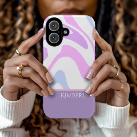 Pretty Pink Blue Purple Abstract Personalized Case-Mate iPhoneケース