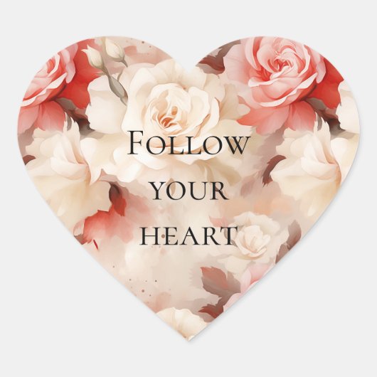 Pretty Pink Blush Cream Floral ハートシール (正面)