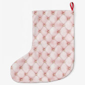 Pretty Pink Blush Gold Tufts Christmas ラージクリスマスストッキング (裏面)