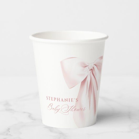 Pretty Pink Bow Baby Shower 紙コップ (正面)