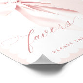 Pretty Pink Bow Baby Shower Favors Table Sign ポスター (角)
