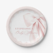Pretty Pink Bow Baby Shower Paper Plates ペーパープレート (正面)