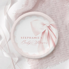 Pretty Pink Bow Baby Shower Paper Plates ペーパープレート