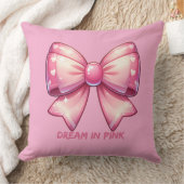 Pretty Pink Bow-Dream in Pink Throw Pillow クッション (ブランケット)