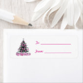 Pretty Pink Bow Ornament Christmas ラベル (インサイチュ)