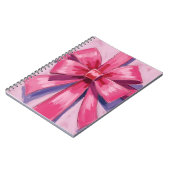 Pretty Pink Bow Ribbon Watercolor ノートブック (左側)